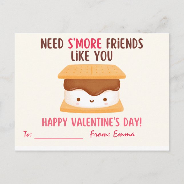 Need S'More Friends Like You Valentine's Day Note  Postcard (Front)