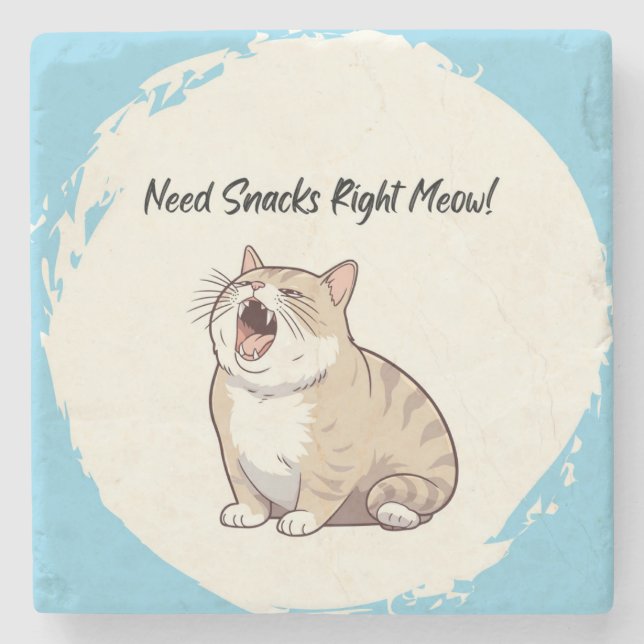 Need Snacks Right Meow Marble Coaster (Front)