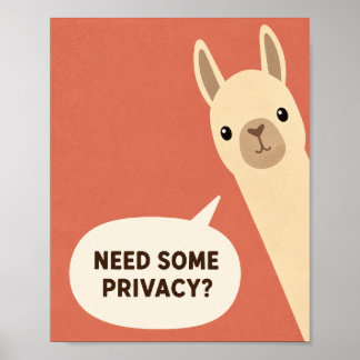 Need Some Privacy Funny Alpaca Bathroom Humour Poster