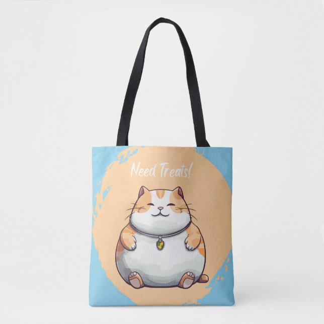 Need Treats Fat Cat Grocery Bag (Front)
