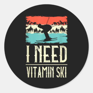 Need vitamin skiing lover ice ski winter sport classic round sticker