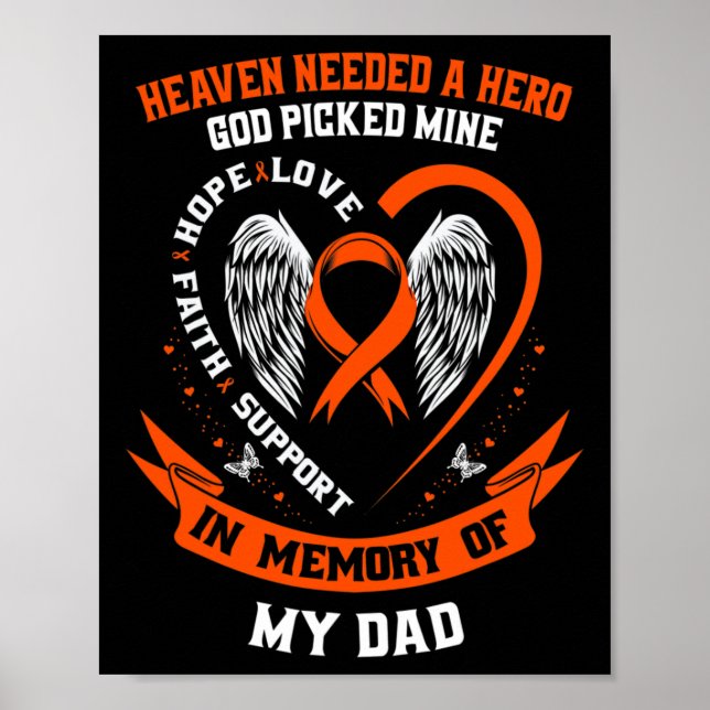 Needed A Hero God Picked My Dad Leukaemia Awarenes Poster (Front)