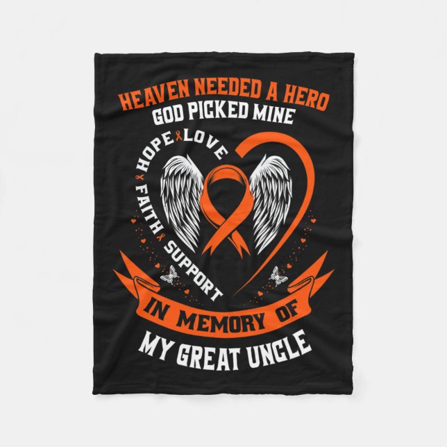 Needed A Hero God Picked My Great Uncle Leukaemia  Fleece Blanket (Front)