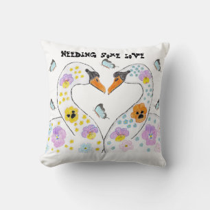 Needing some love Swans Cushion