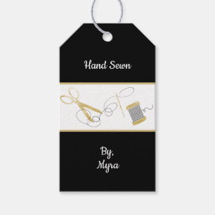 Needle and Thread Black and Gold Gift Tag
