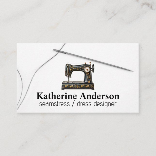Needle and Thread | Vintage Sewing Machine Business Card (Front)