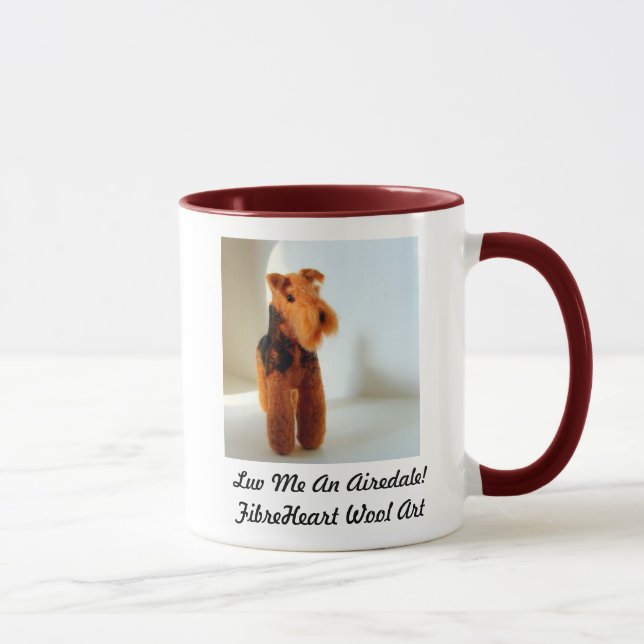 Needle Felt Airedale Art Print Mug (Right)