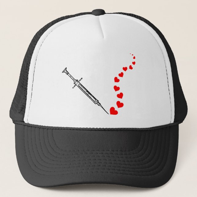 Needle Hearts (black) Trucker Hat (Front)