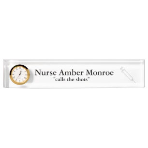 "Needle" Personalised Nameplate w/Clock