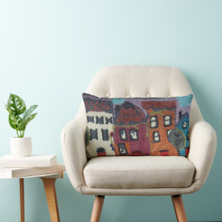 needle punc neighbourhood design pillow/houses lumbar cushion