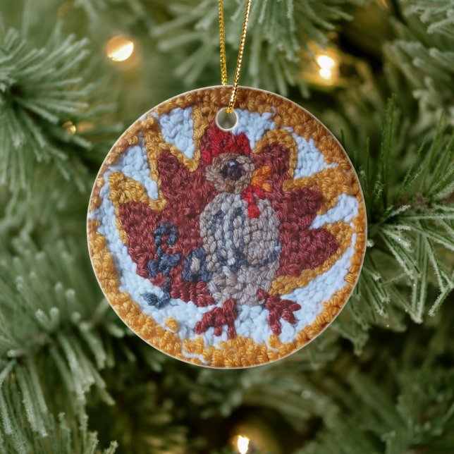 needle punch turkey design decorative ornament (Tree)