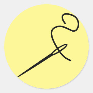 needle-sewing-thread-repair-pointy classic round sticker