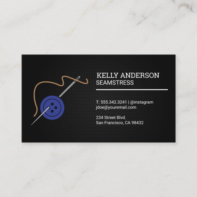 Needle Thread and Button | Sewing Business Card (Front)