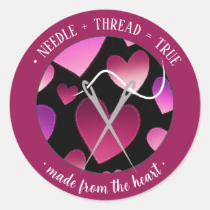 Needle+tread=true Made from the heart magenta Classic Round Sticker