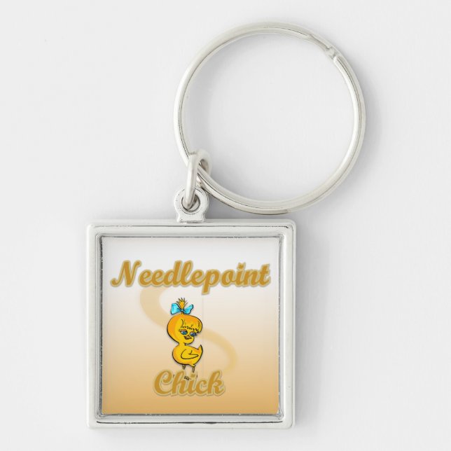 Needlepoint Chick Key Ring (Front)