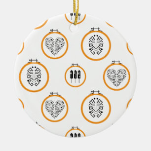 Needlepoint embroidery frames ceramic ornament