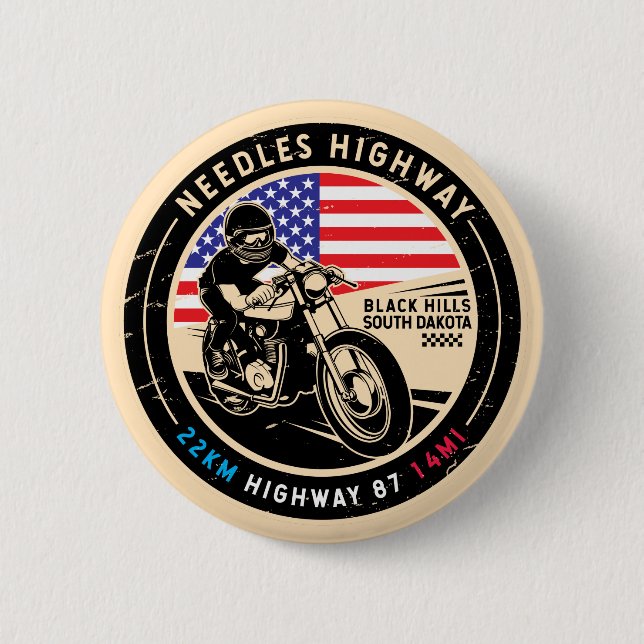 Needles Highway South Dakota Motorcycle 6 Cm Round Badge (Front)