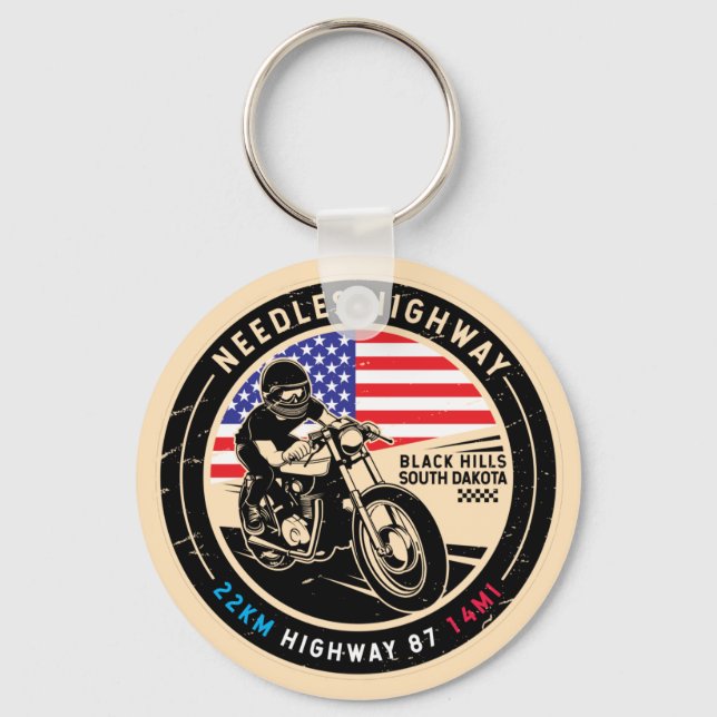 Needles Highway South Dakota Motorcycle Key Ring (Front)