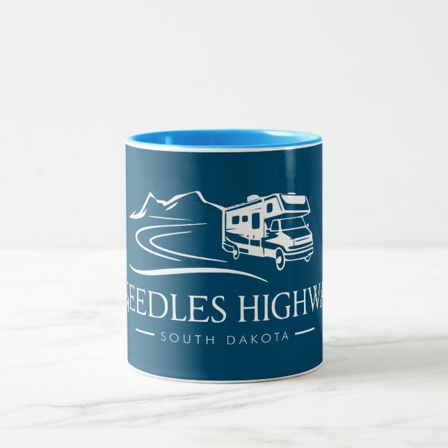 Needles Highway South Dakota Recreational Vehicle Two-Tone Coffee Mug (Center)