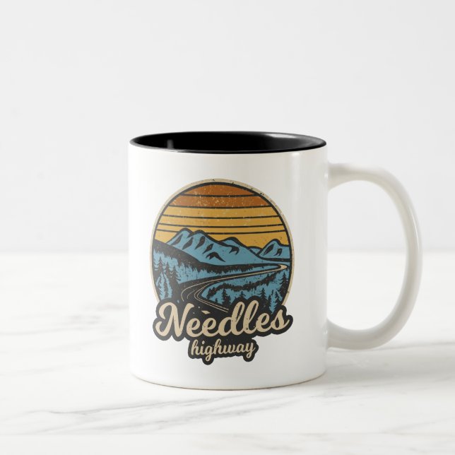 Needles Highway South Dakota Retro Two-Tone Coffee Mug (Right)