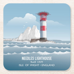 Needles Lighthouse Square Paper Coaster