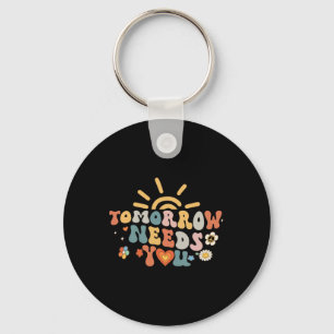 Needs You Mental Health Awareness Groovy Retro 1 Key Ring