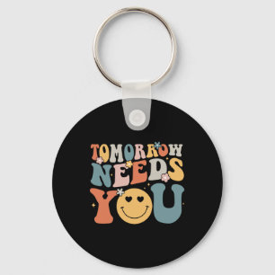 Needs You Mental Health Awareness Groovy Retro 2 Key Ring