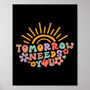 Needs You Mental Health Awareness Groovy Retro Poster