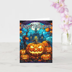 Nefarious Glowing Pumpkin   Happy Halloween Card