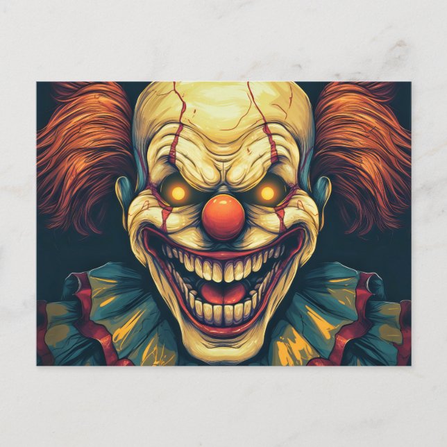 Nefarious Sideshow Clown Illustration Design Postcard (Front)