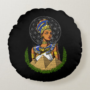 Nefertiti Egyptian Queen Goddess Mythology Round Cushion