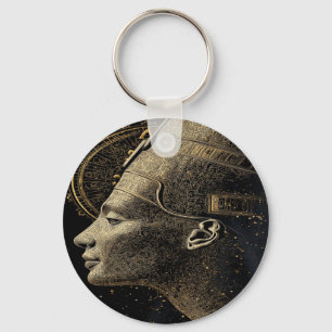 Nefertiti Modern Silhouette Line Art  Key Ring