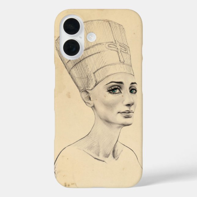 Nefertiti portrait drawing Ancient Egypt papyrus Case-Mate iPhone Case (Back)