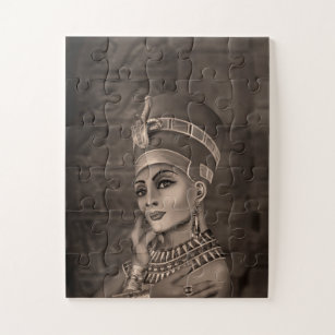Nefertiti - the Egyptian Queen - sepia Jigsaw Puzzle