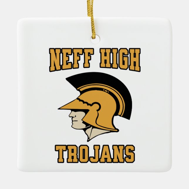 Neff High School Trojans La Mirada Personalised Ceramic Ornament (Front)