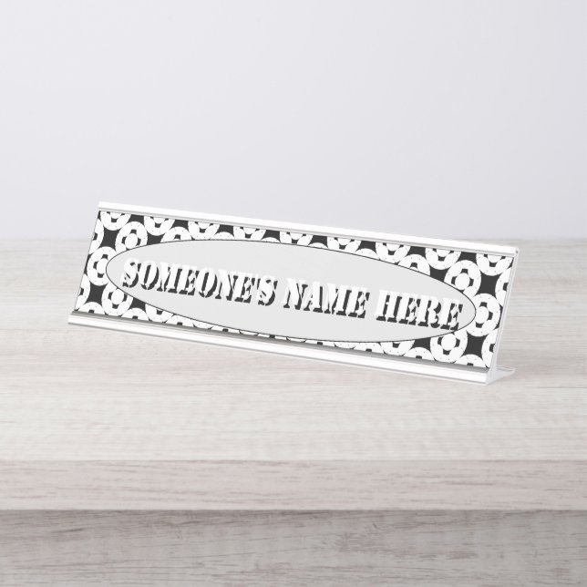 Negative Gamepad by Kenneth Yoncich Desk Name Plate (Front)