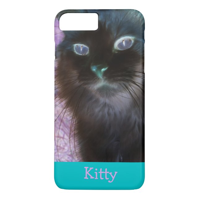 Negative Kitty in Teal and Pink iPhone 7 Plus Case (Back)