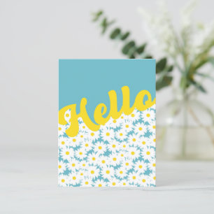 Negative Space Daisies Hello Thinking of You Postcard