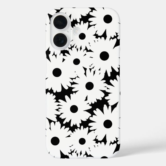 Negative Space Daisies white on black Case-Mate iPhone Case (Back)