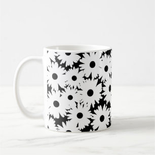 Negative Space Daisies white on black Coffee Mug