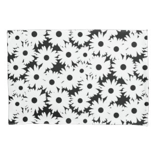 Negative Space Daisies white on black Pillowcase