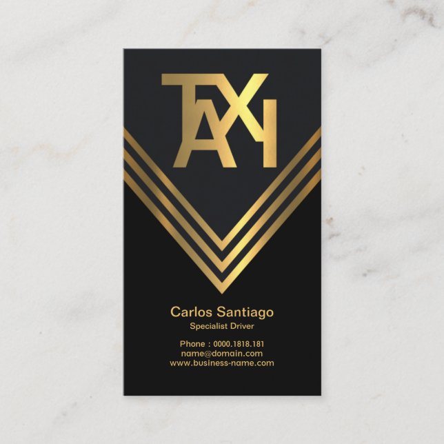 Negative Space Design Creative Black Taxi Driver Business Card (Front)