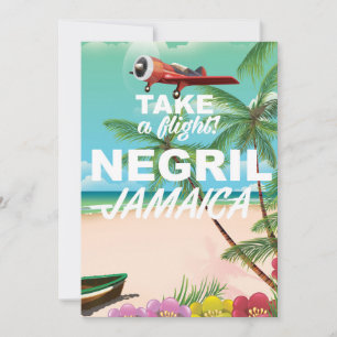 Negril Beach Jamaica vintage travel poster