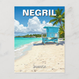 Negril Jamaica Beach Lifeguard Shack Postcard