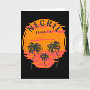 Negril Jamaica Palm Trees Sunset Skull Beach Vacat Card