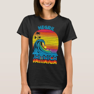 Negril Jamaica Retro Throwback Surf & Beach Souven T-Shirt