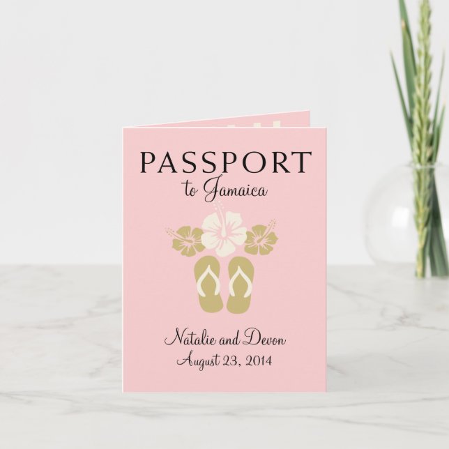 Negril Jamaica Wedding Passport Invitation (Front)