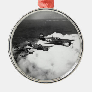 Negro Pilots in Shark-Nosed P-40 Fighter Aircraft Metal Ornament