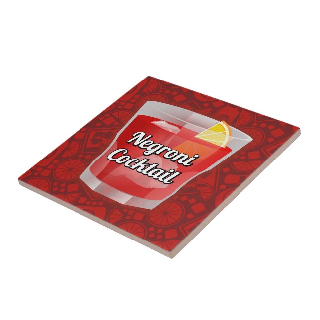 Negroni Cocktail Ceramic Tile (Side)