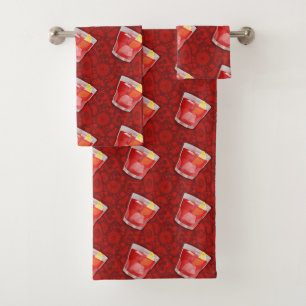 Negroni Cocktail Pattern Bath Towel Set
